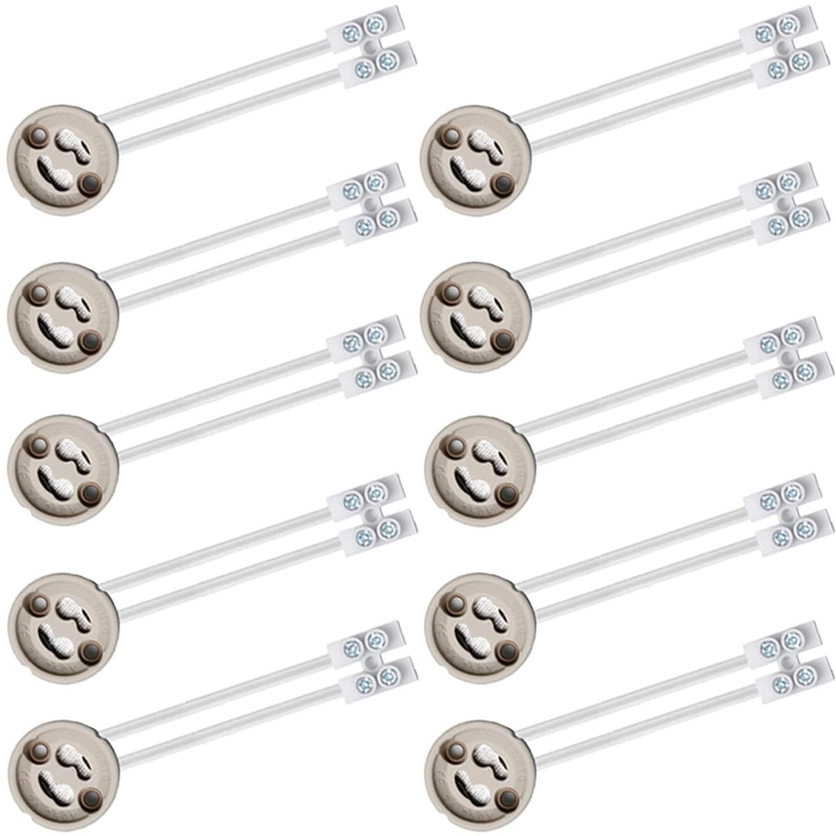 Lampfitting, voor Led en Halogeen GU10 Keramische Lamphouder met Kabel Van Hoge Kwaliteit Siliconen, 0-250v Geschikt voor Led Lamp, 10 Stuks