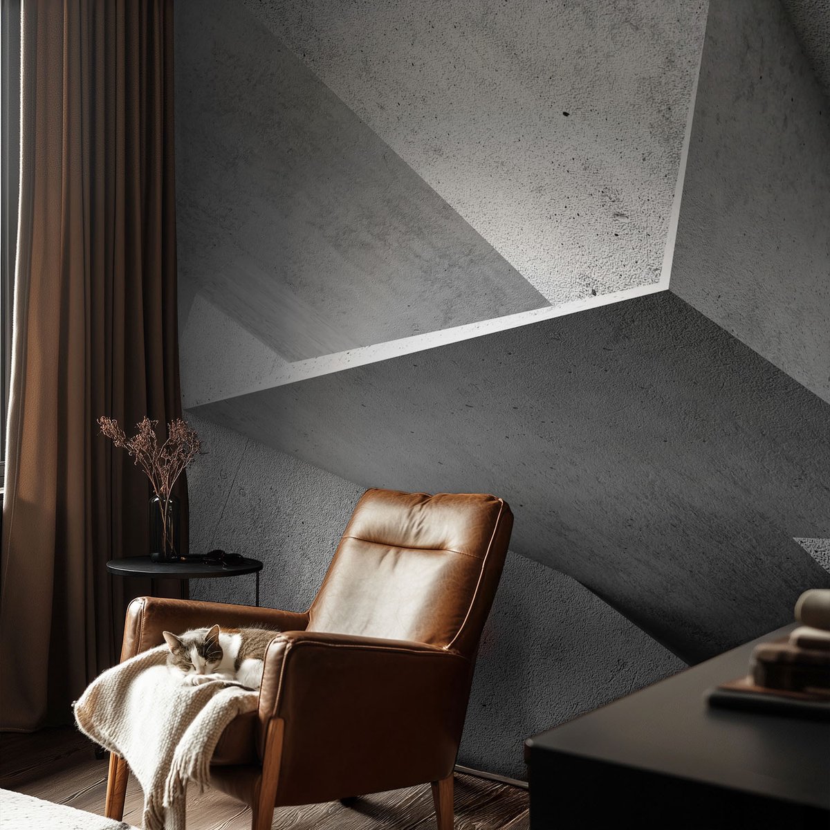 Coloray Vliesbehang - Grijs Snellijm Behang - 104x70 cm - Geometrische Structuren Muurschildering - Slaapkamer behang Architectuur - Fotobehang Vlies - Gang behang