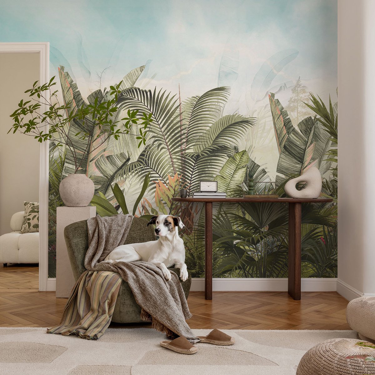 Coloray Vliesbehang - Groente Snellijm Behang - 104x70 cm - Tropisch Paradijs Fotobehang Vlies - Hal behang Bloemen En Planten - Muurschildering - Woonkamer behang