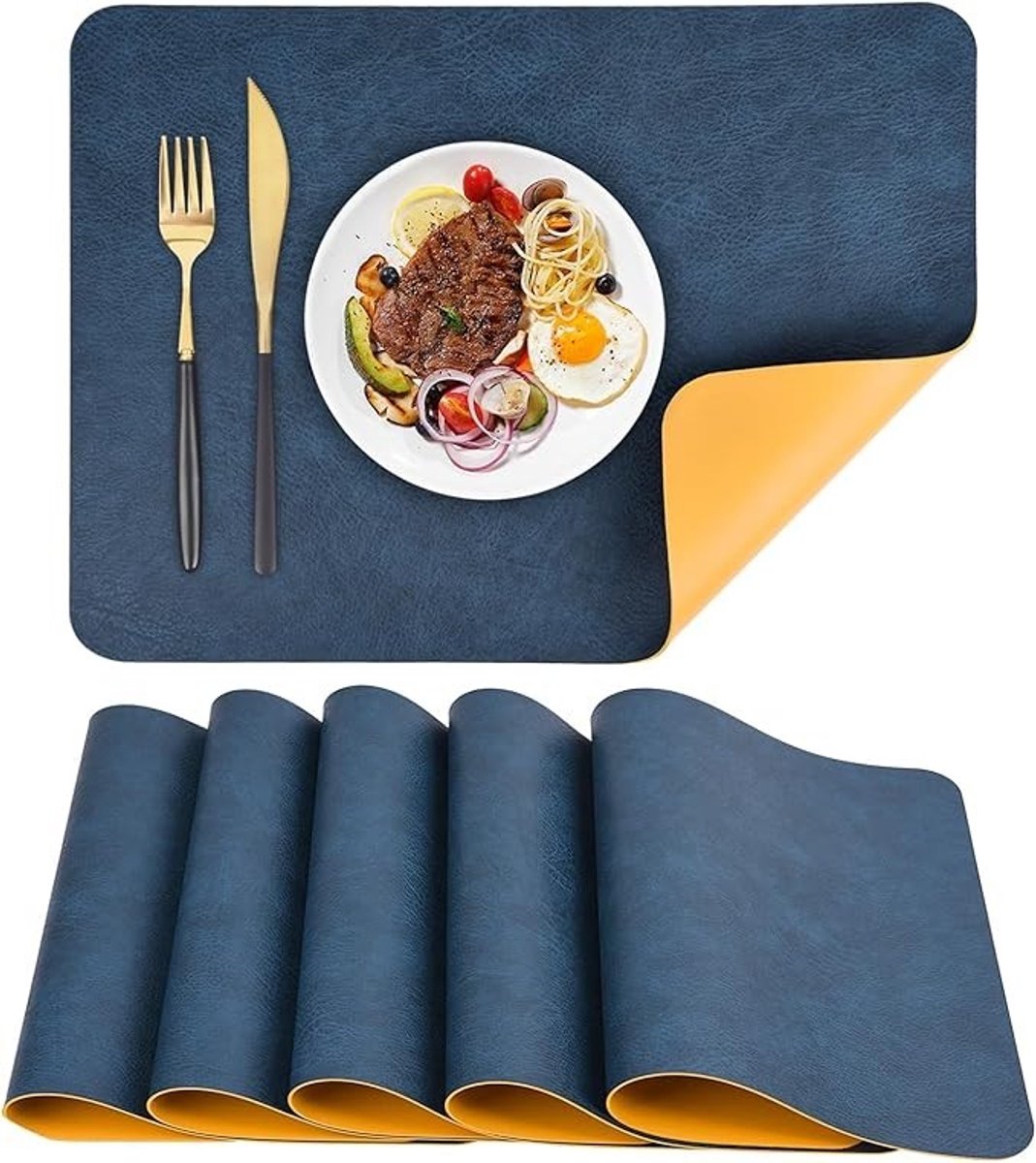 Livatto Placemats Wasbare Set van 6 – Hittebestendig, Antislip en Dubbelzijdig – 43 x 30 cm