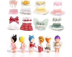 8 Sets 7,62cm Poppenoutfits voor Sonny Angel, Kleding Volwassenen met Topjes en Rokken Poppenaccessoires voor Decoratie en Weergave (Geel, Groen, Rood, Roze)