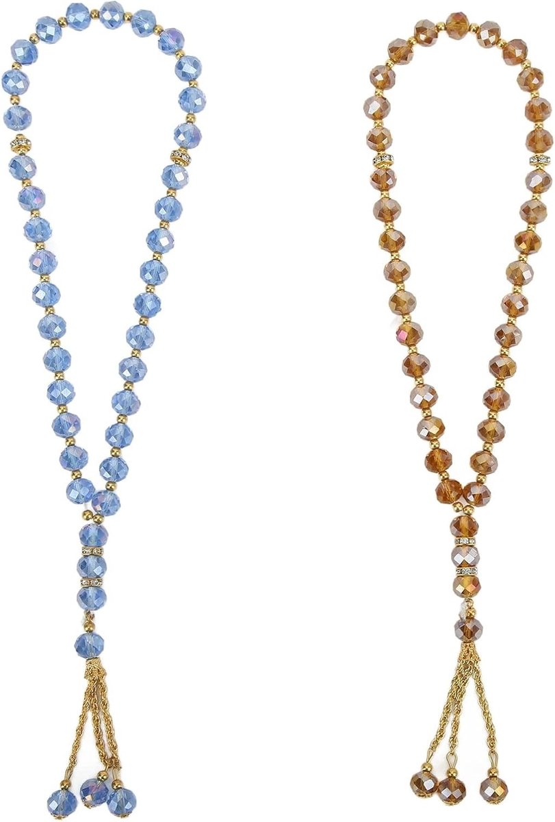 Tasbih Gebedssnoeren Set van 2 voor Mannen en Vrouwen - Blauw, Liuli, Meditatie Accessoires