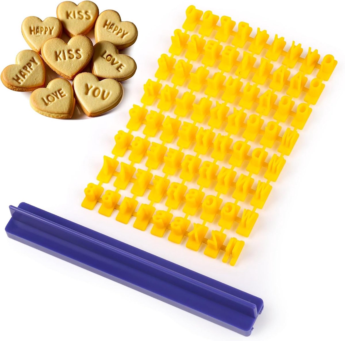 symbool letteruitstekers voor fondant, alfabet koekjesvorm met bevestigingsgereedschap, koekjessnijder, uitsteekvormen, voor koekjes, cake, fondant