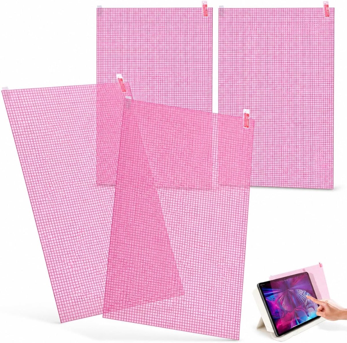 4 stuks universele displaybeschermfolie A4, 4 stuks, 300 × 202 mm, ultra transparant, HD, waterafstotend, transparant, A4 HD, krasbestendig, anti-reflectie, mat, compatibel met GPS/werkplaats
