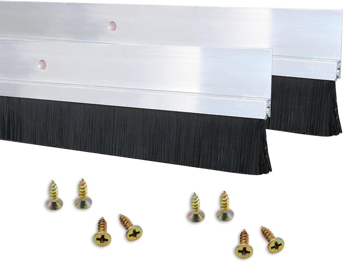 2 stuks borstelafdichting Streepborstel 1000 mm x 20 mm H-vormige aluminiumlegering houder deurafdichting deurborstel met nylonborstel
