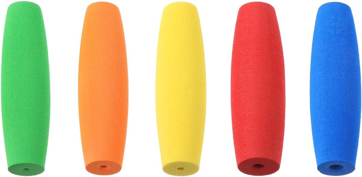 Haaknaalden met EVA-handgreep, lang ovaal, veelkleurige handgrepen, groen, blauw, rood, oranje, geel, 2,5 x 9 cm, comfortabele grip voor knutselgereedschap