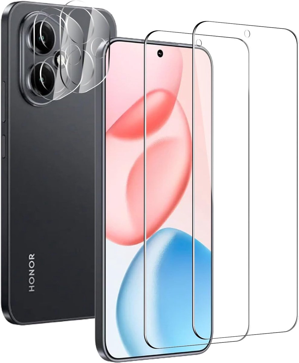 2 Stuks Transparante Gehard Glas Scherm Beschermer + 2 Stuks Lens Beschermer voor Honor 400 5G, 9H Hardheid, HD Duidelijk, Anti-Vingerafdruk, Anti-Kras, Precies Passend