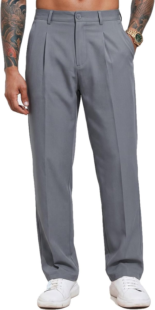 Chinobroek voor heren, lang, elegant, met rechte pijpen
