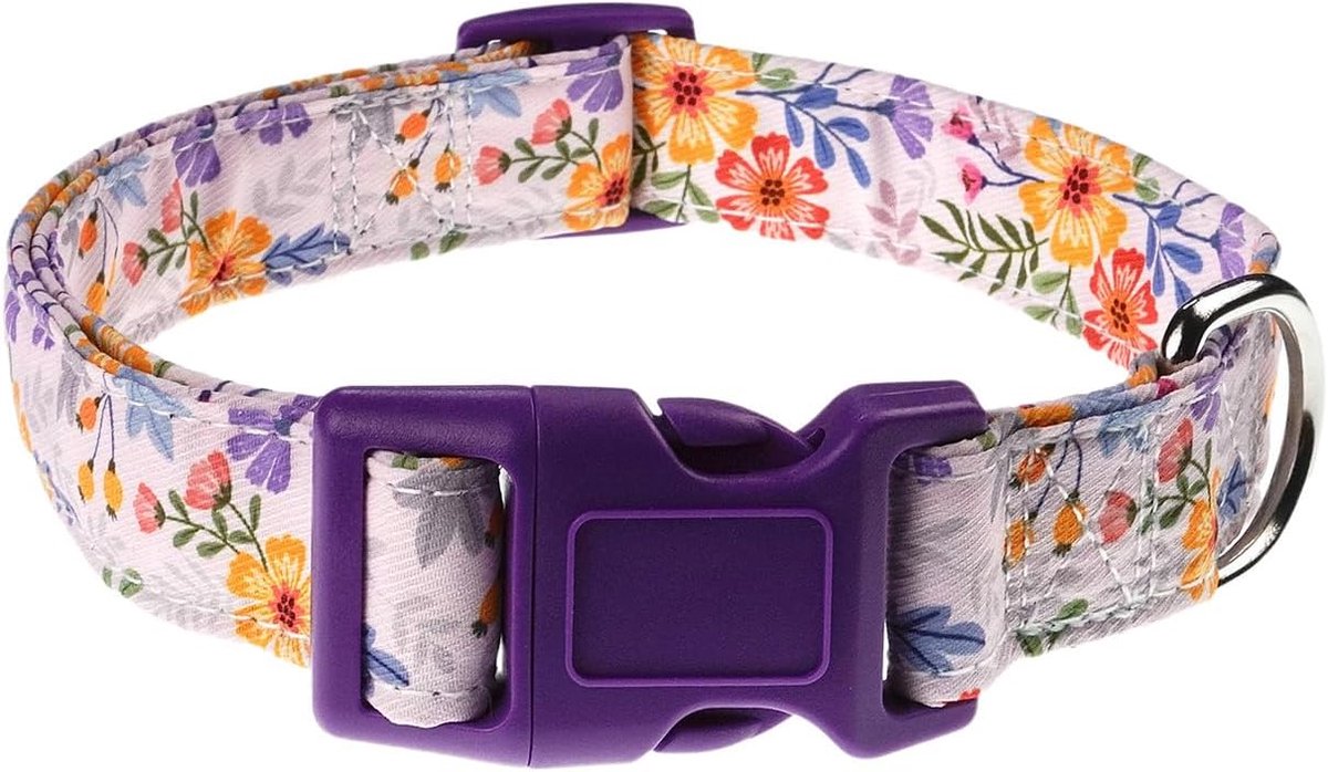 Bloemenbloem, watermeloenpatroon, verstelbaar, zacht en comfortabel, hondenhalsband voor kleine, middelgrote en grote honden, puppy's, katten (grote gele bloem, S)