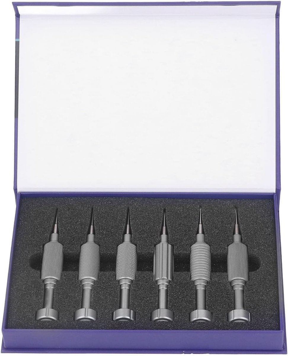 Precisieschroevendraaier set 6-delig - magnetisch - voor reparatie - geschikt voor telefoon, bril en horloge