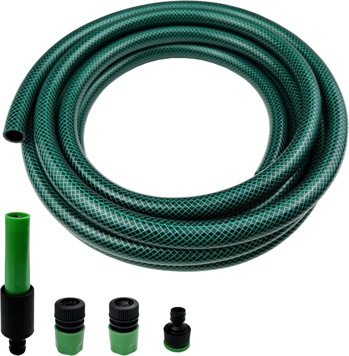Korte PVC‑tuinslang met kunststof snelkoppeling