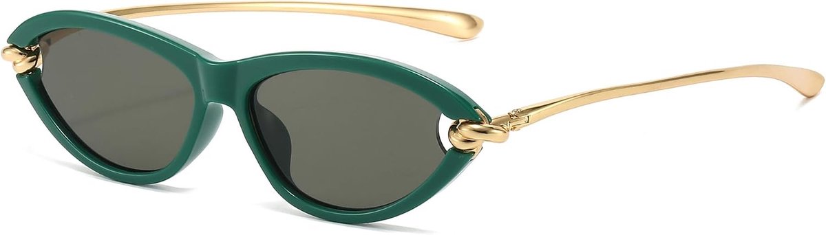 Kattenoog zonnebril voor dames, uniek design metalen tempel cateye-bril