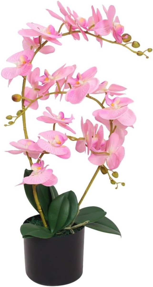 Kunstorchidee met pot kunstplant kunstplant bloem decoratieve plant kamerplant potplant kantoorplant kunstbloem groene plant kunstboom decoratie totale hoogte: 65 cm polyester roze