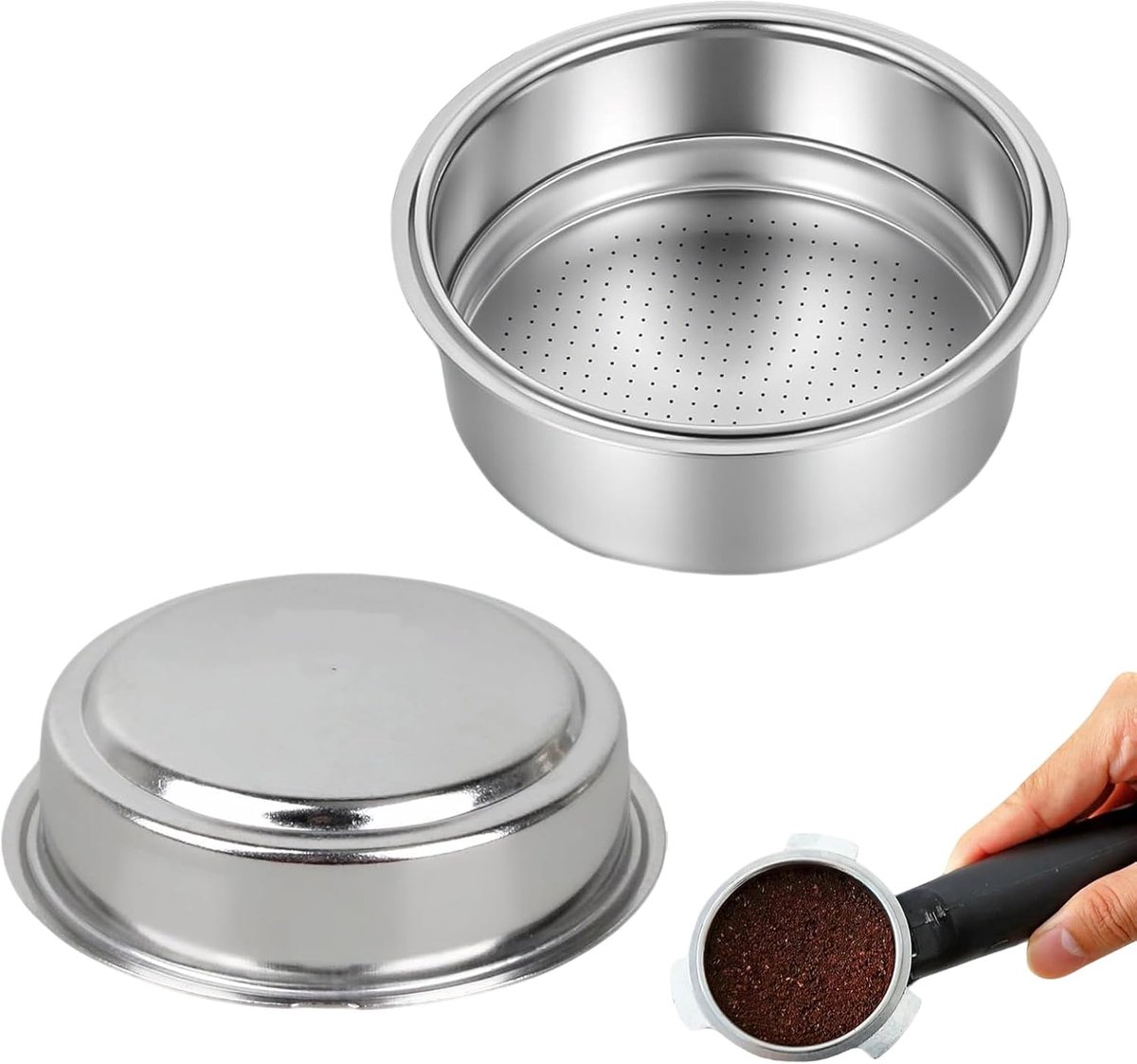 2 stuks 51 mm koffiezeef roestvrij staal 1 en 2 kopjes espresso filtermand