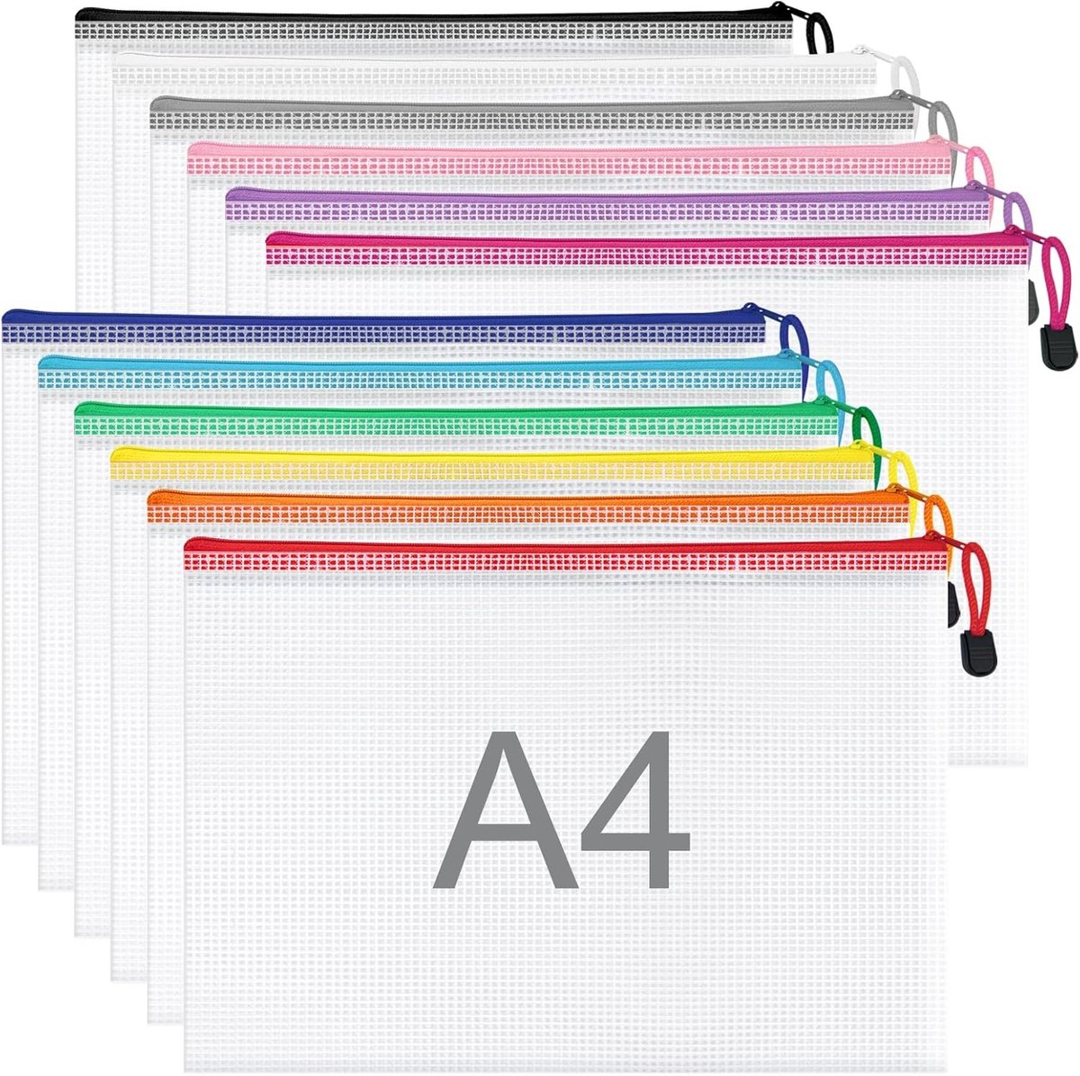 A4 Documentenmap Set van 12 Stuks in Diverse Kleuren, Ideaal voor Organisatie en Bescherming van Documenten, 33×23 cm