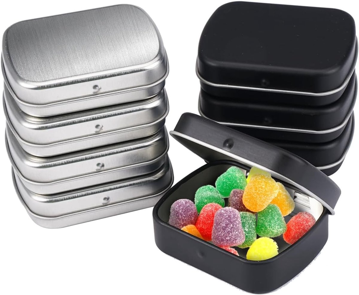 Set van 8 Kleine Rectangulaire Blikjes voor Opslag, Mini Metalen Dozen voor Organisatie en Decoratie