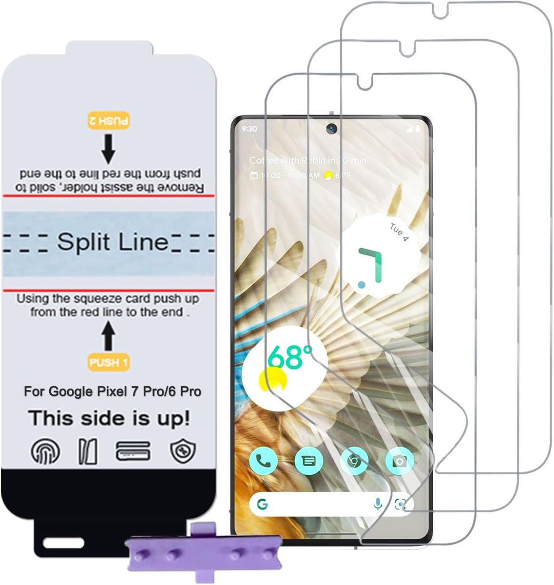 Schermprotector voor Google Pixel 6 Pro/Pixel 7 Pro, 3 stuks TPU flexibel schermbeschermer voor telefoon screenprotector, HD-transparant, bubbelvrij (geen gehard glas)