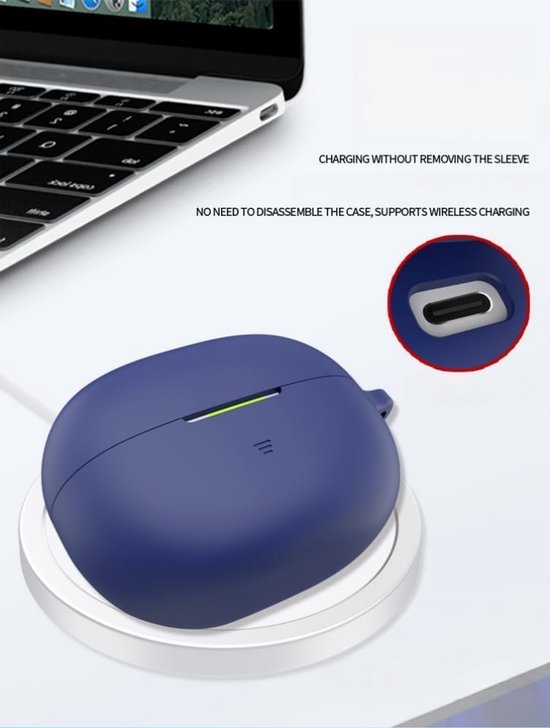 Compatibel met SHOKZ OpenDots Air, schokbestendige siliconen beschermhoes [zichtbare led voorkant] compatibel met SHOKZ OpenDots Air, donkerblauw — afbeelding 3