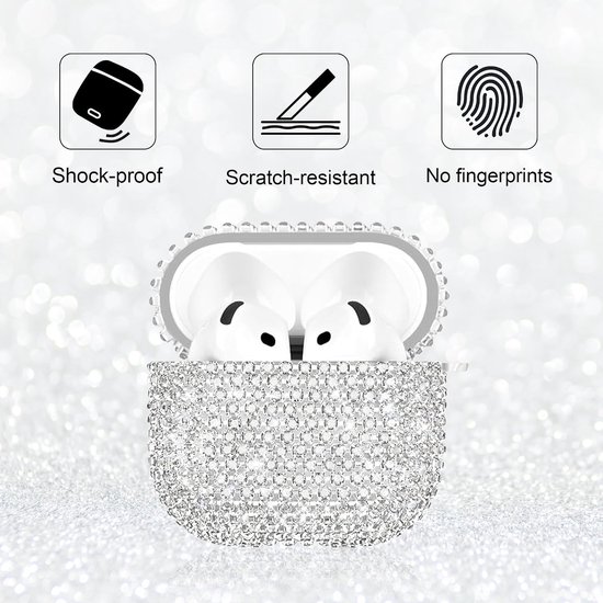 compatibel met AirPods 4e generatie (2024), fonkelende diamanten hoes voor AirPods 4 hoes bling strass steentjes voor vrouwen, schokbestendige beschermende schattige hoes met — afbeelding 5