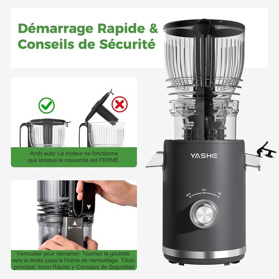 YASHE slowjuicer - 300 W - invoer 148 mm - omkeerfunctie — afbeelding 5