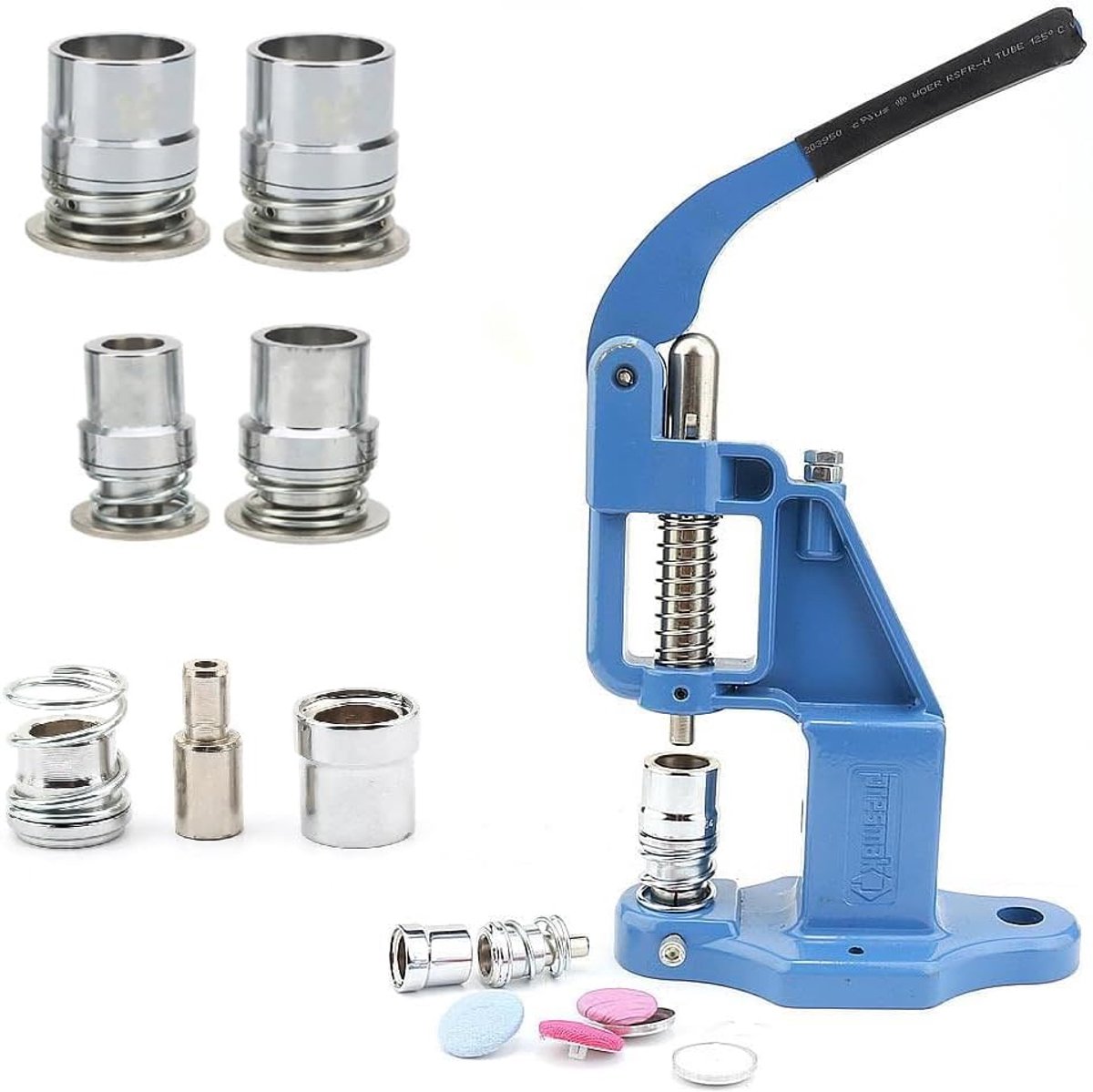 Stof bedekte doe-het-zelf knop maker persmachine kit met 4 grootte mallen (0,6", 0,7", 0,8", 1'',1'')