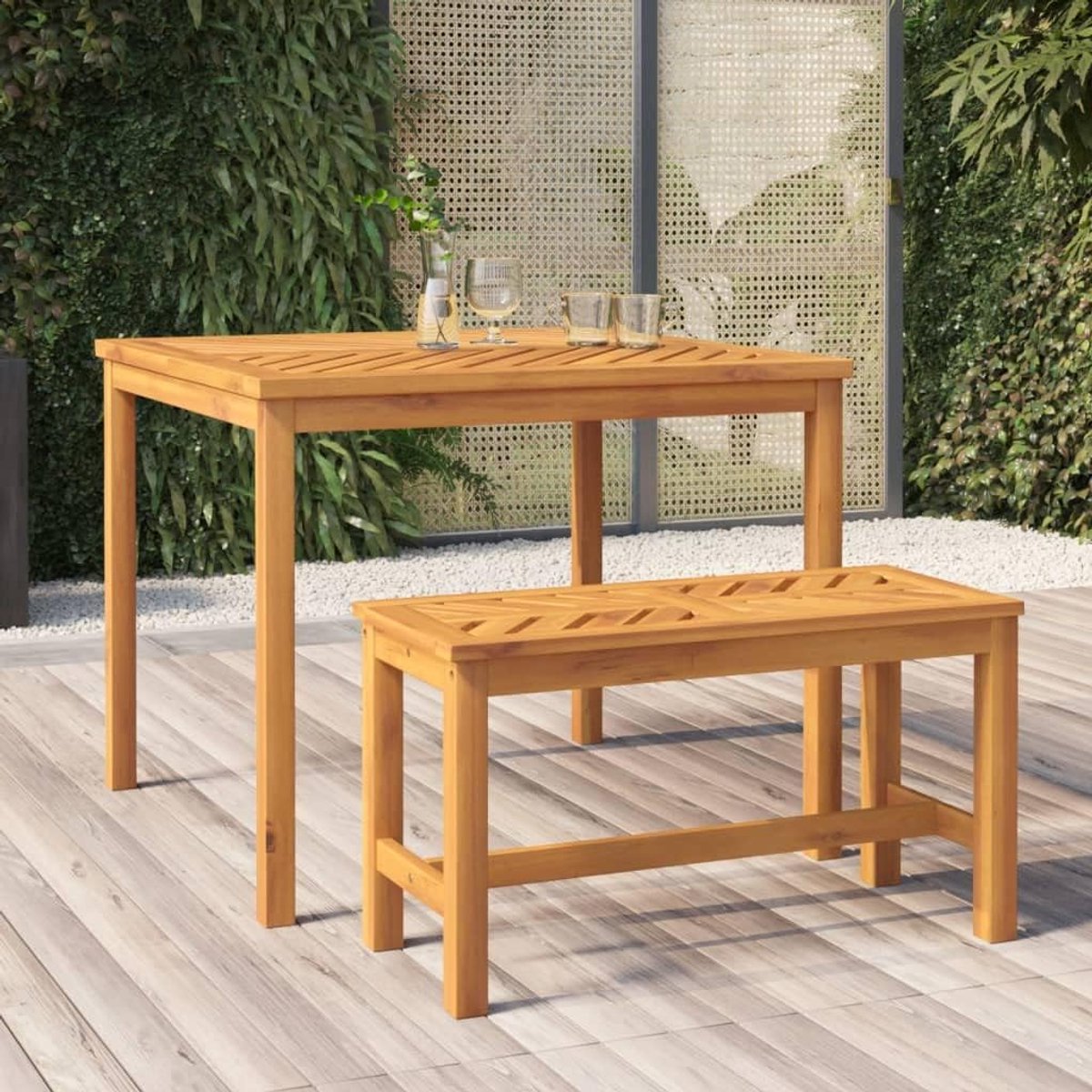 Outdoor tafel tuinmeubel tafel terrastafel tuin eettafel 90x90x74 cm massief hout acacia voor gazons, tuinen, terrassen