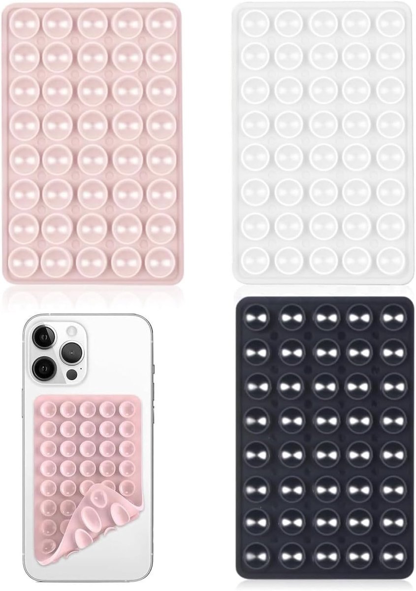 3 stuks multifunctionele siliconen telefoonhouder, dubbelzijdige zuignappen, siliconen zuignap mobiele telefoon, zuignap mobiele telefoon, dubbelzijdig, antislip telefoonhouder voor selfies en