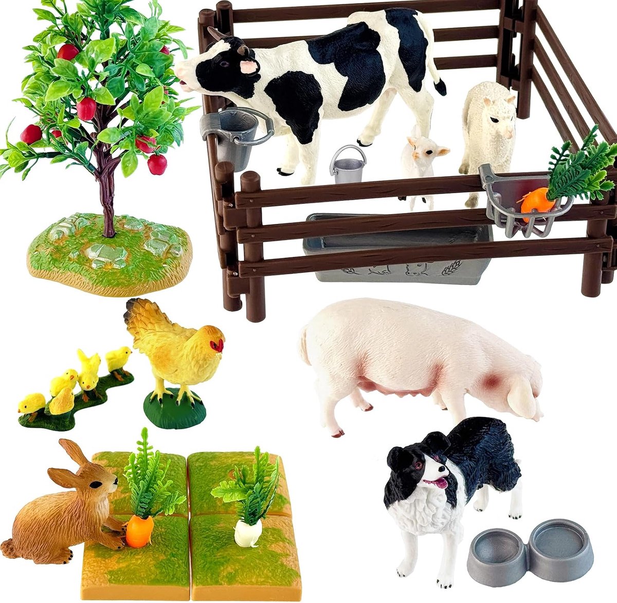22-delige boerderijdierenfigurenset met dieren en accessoires