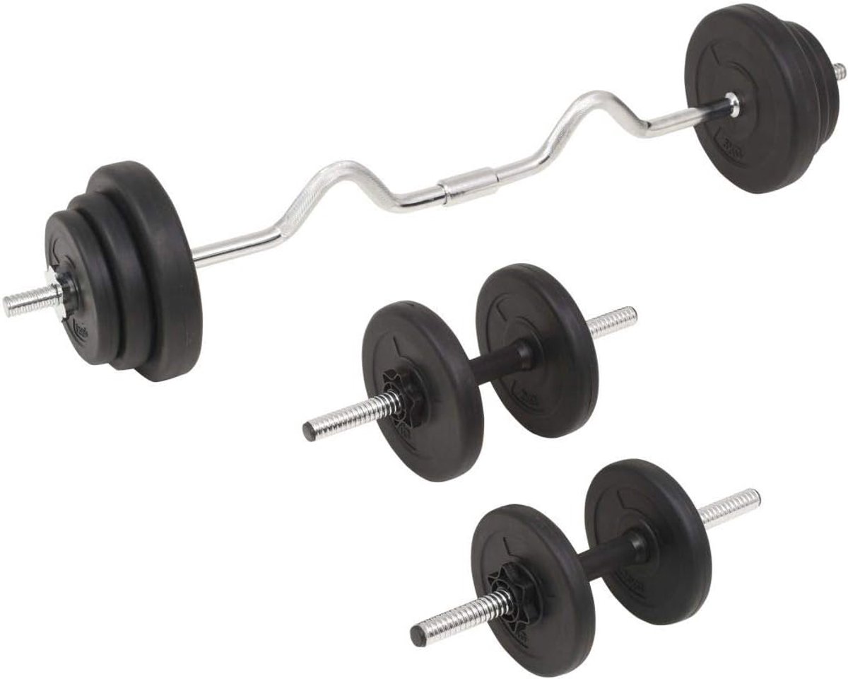 Fitnesshalterset, sporthalters, lange halter en korte halterset, totaal gewicht 30 kg