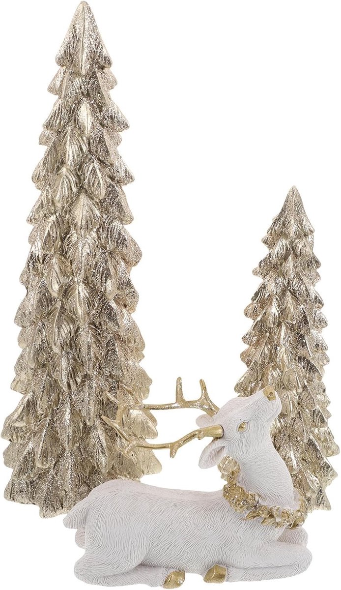 Bomen en rendierfiguren decoratie - Kerstboombeelden en herten vintage decoratieset - Hars ornamenten