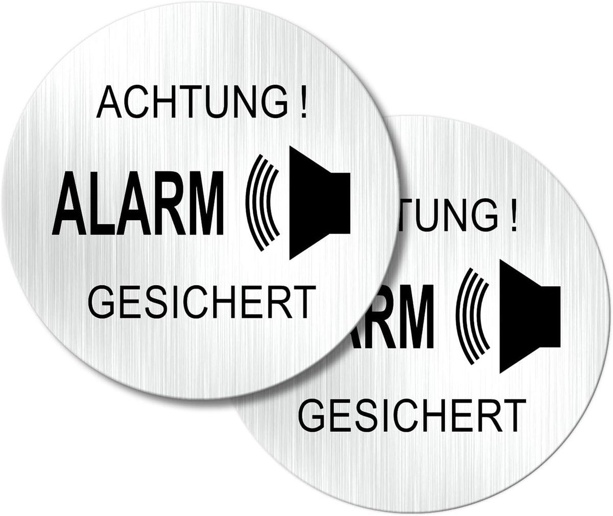 Stickers, klein, 10 cm, rond, metaal, aluminium, voor binnen en buiten, 2 stuks