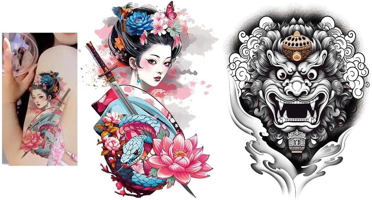 Tijdelijke Geisha Tattoo Japan Tattoo Hannya Oni Masker Tattoo T082 104
