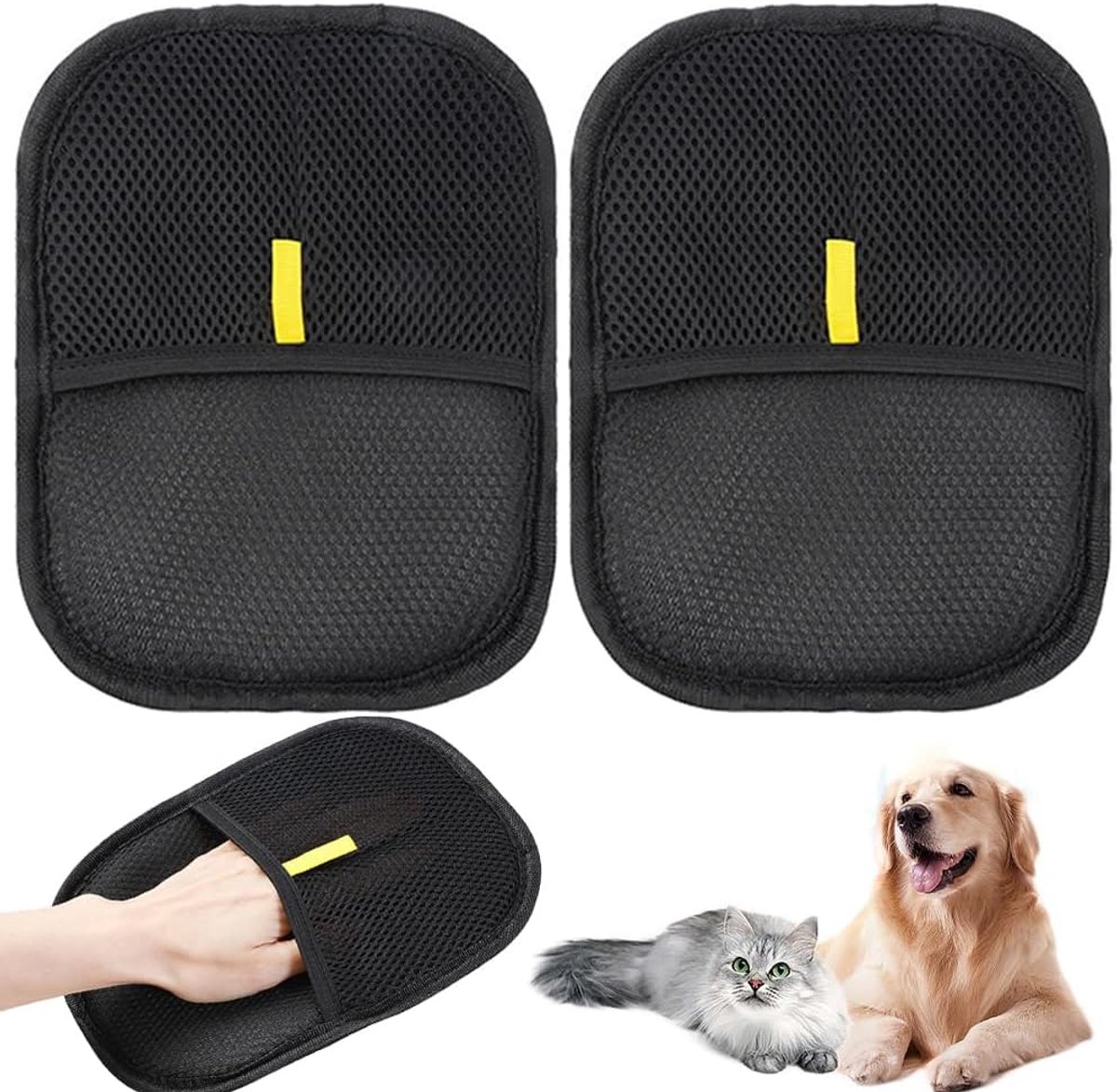 Handschoenen, 24 x 17 cm, dubbelzijdige reinigingshandschoenen, statische ontharingshandschoenen, herbruikbare vachtverzorgingshandschoenen voor huisdieren
