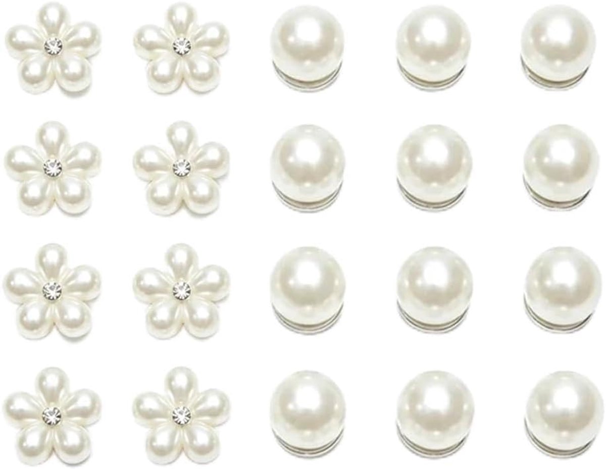 Bedels bloem en parel, 20 stuks, decoraties met strass voor klompen met gaten, afneembare ornamenten voor personalisatie, elegante accessoires voor dames en meisjes, wit