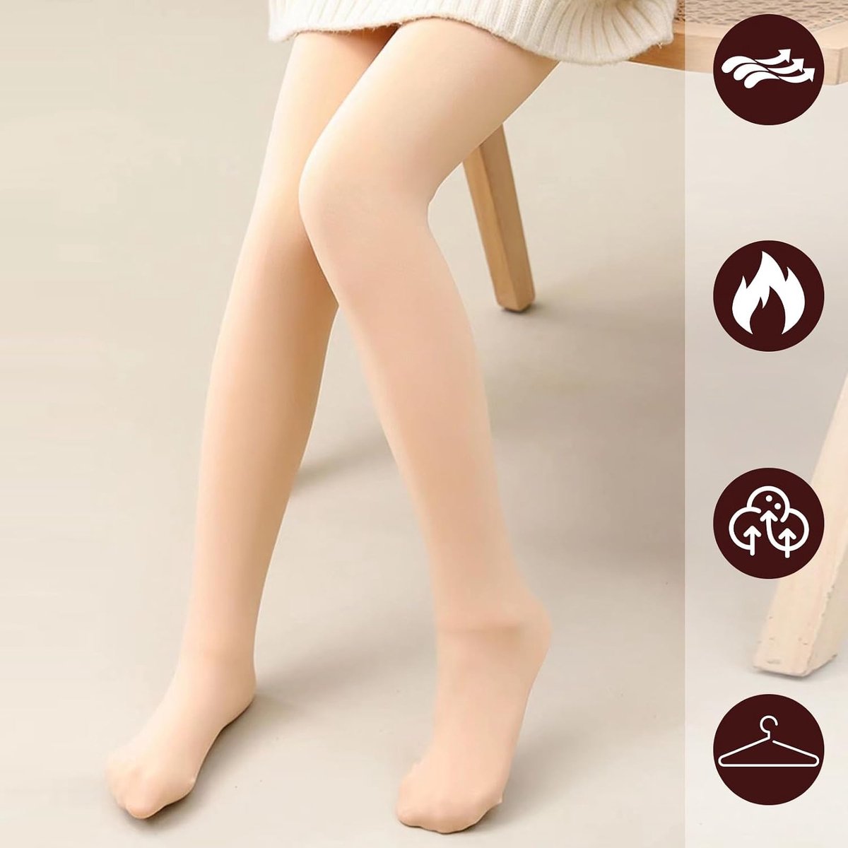 Thermische panty voor meisjes, fleece gevoerd, winter, warm, ondoorzichtig, voetlegging, zachte stretch thermische legging voor kinderen voor koud weer