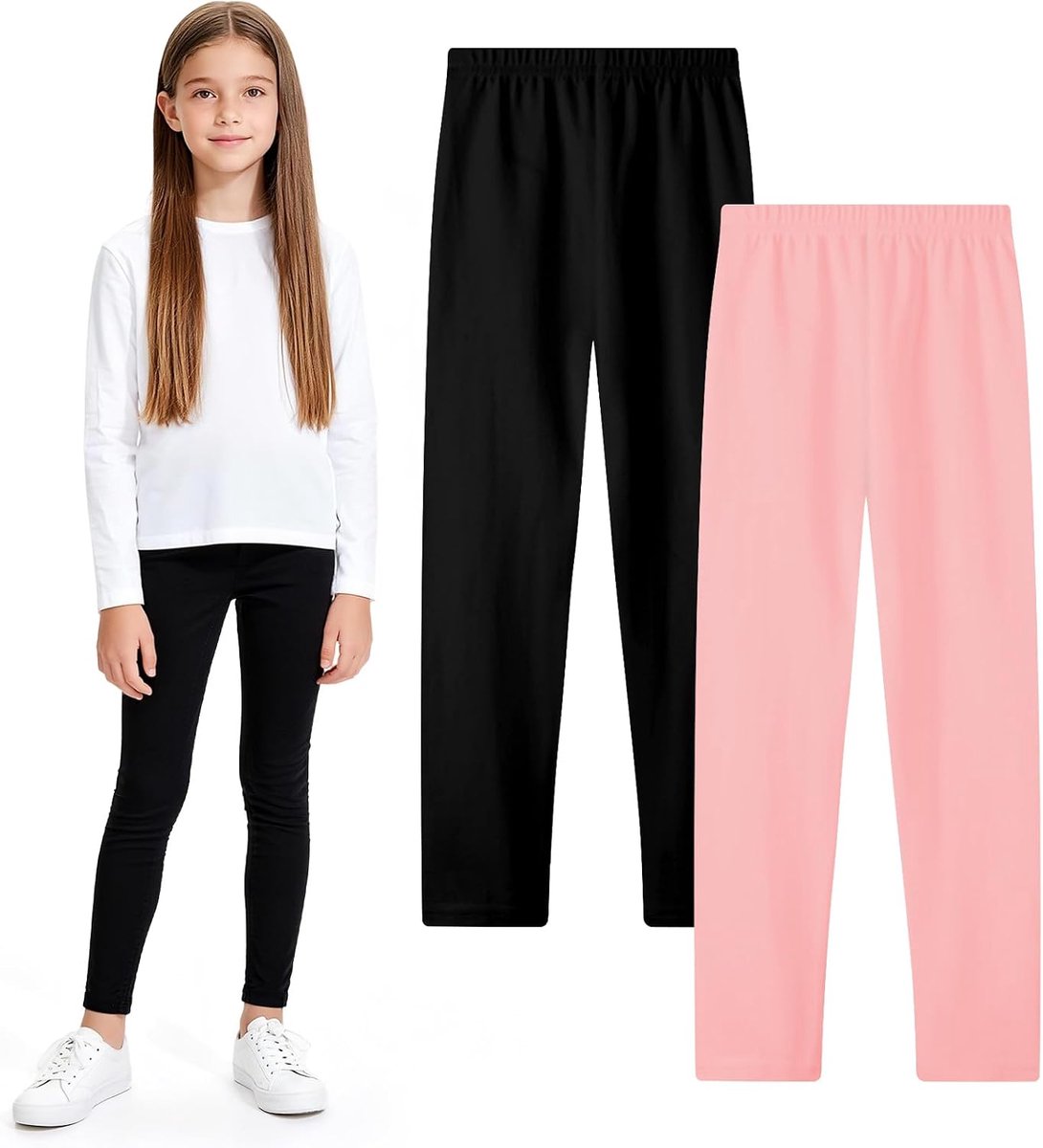 Leggings voor kinderen, sportbroek, katoen, basic sportbroek, lange kinderleggings, sportlegging voor meisjes, ondoorzichtig, 104-158