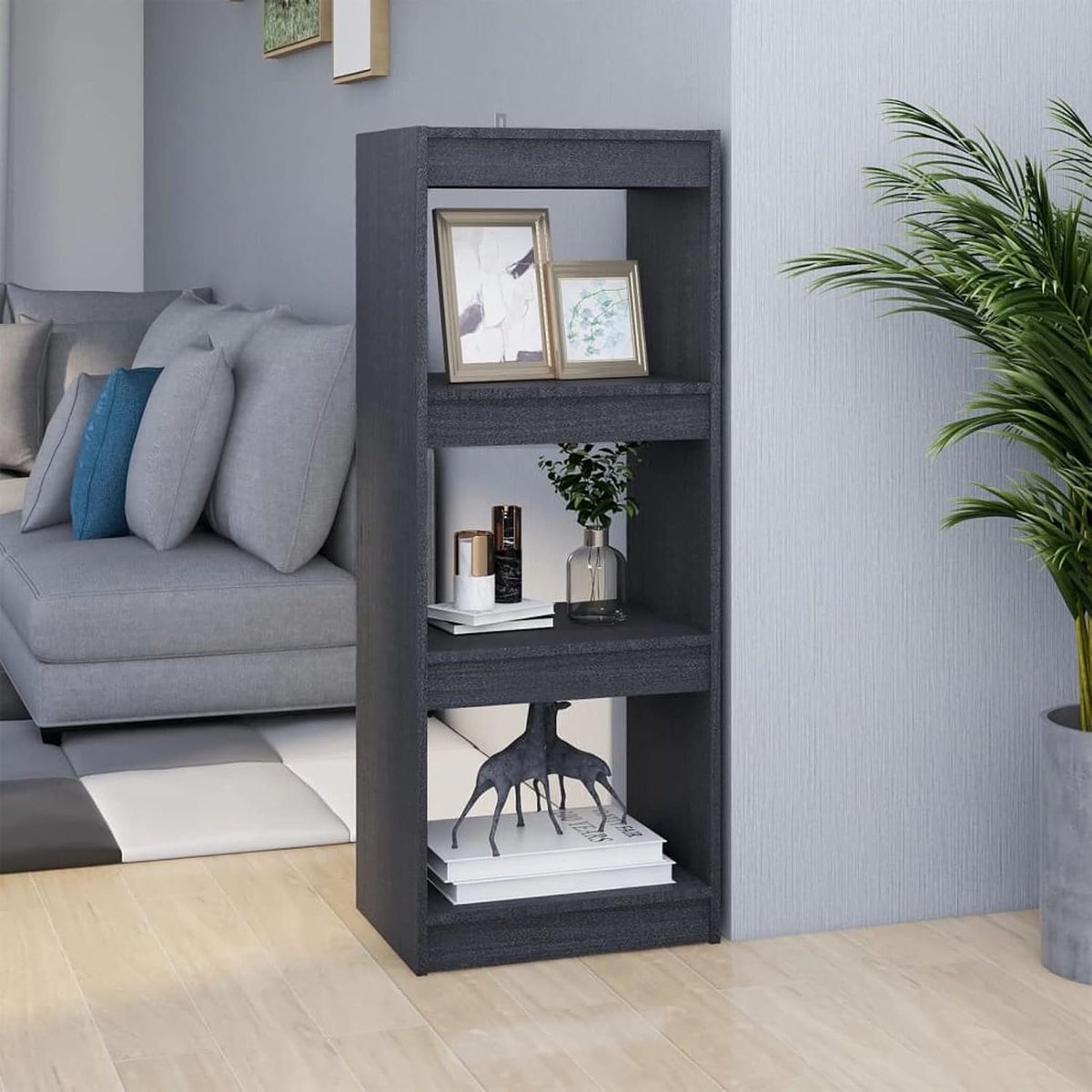 Boekenkast Boek Plank Display Rekken Unit Woonkamer Slaapkamer Kantoor Opbergunit Grijs 40x30x103,5 cm Massief grenenhout