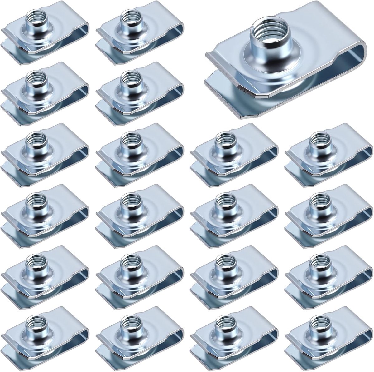 Dailygoods- Plaatmoeren Set 20 Stuks - U Type Plaatmoeren - Roestvrij Staal - Voor DIY/Furniture - 2.4 x 1.4 x 0.5 cm - Hoogwaardige Kwaliteit - Moere