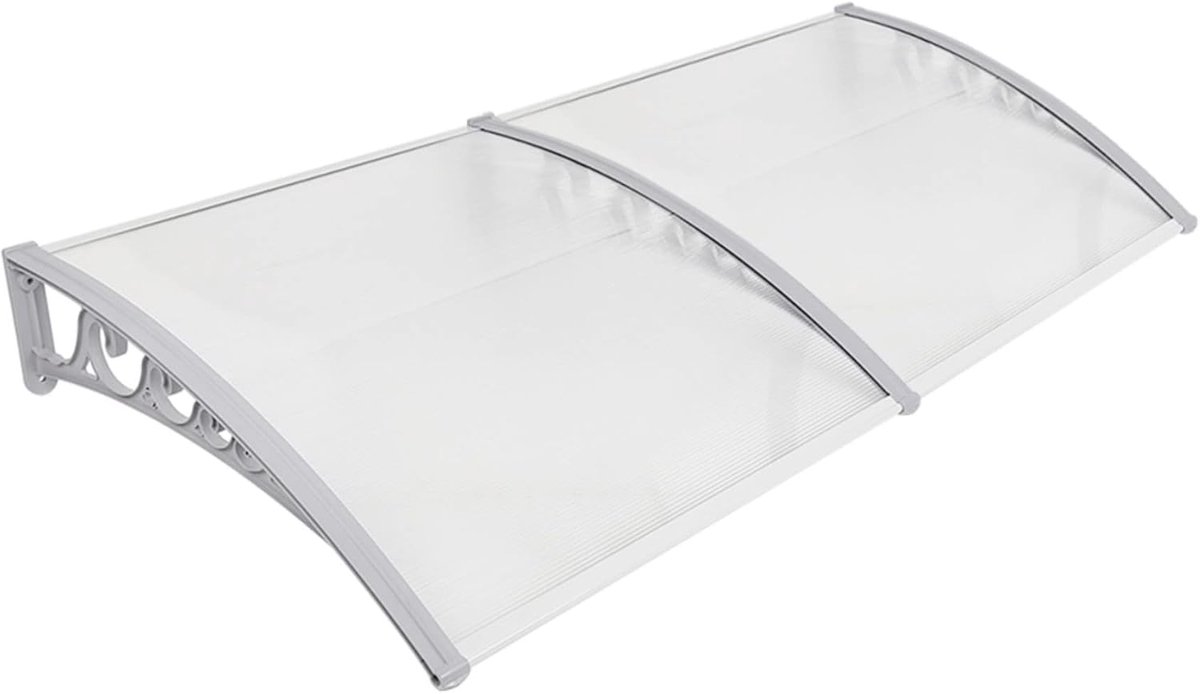 Afdak voor deuren en ramen, beschermend dak, polycarbonaat afdekking in de tuin, buiten, dakhemel, hoofddeur, transparant polycarbonaat, 100 x 200 cm
