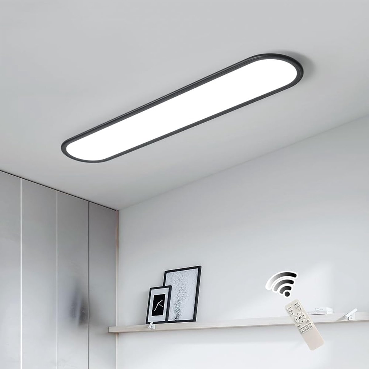 LED Plafondlamp 100 cm Dimbare Volledig Spectrum Lineaire Ultradunne Plafondlamp voor Keuken Slaapkamer Hal Kast Zwart