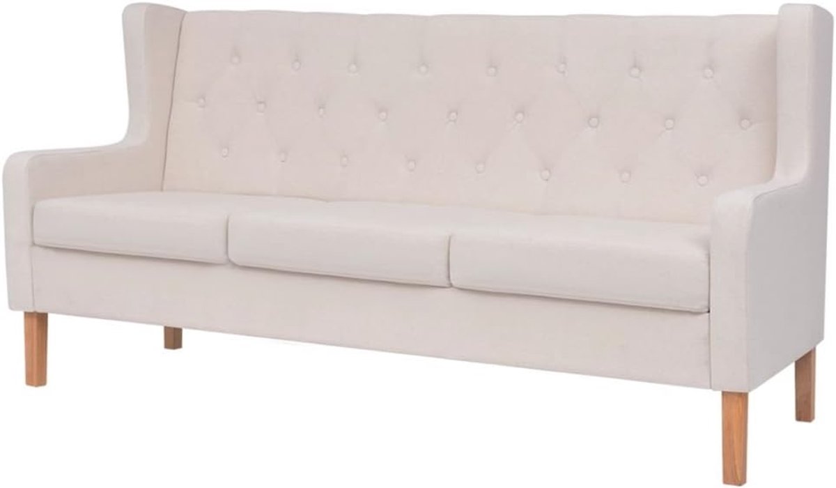 3-zitsbank van stof, 3-zitsbank, bank voor woonkamer/kantoor, moderne bank, slaapbank, fauteuil, meubilair voor woonkamer, wit, crèmekleurig