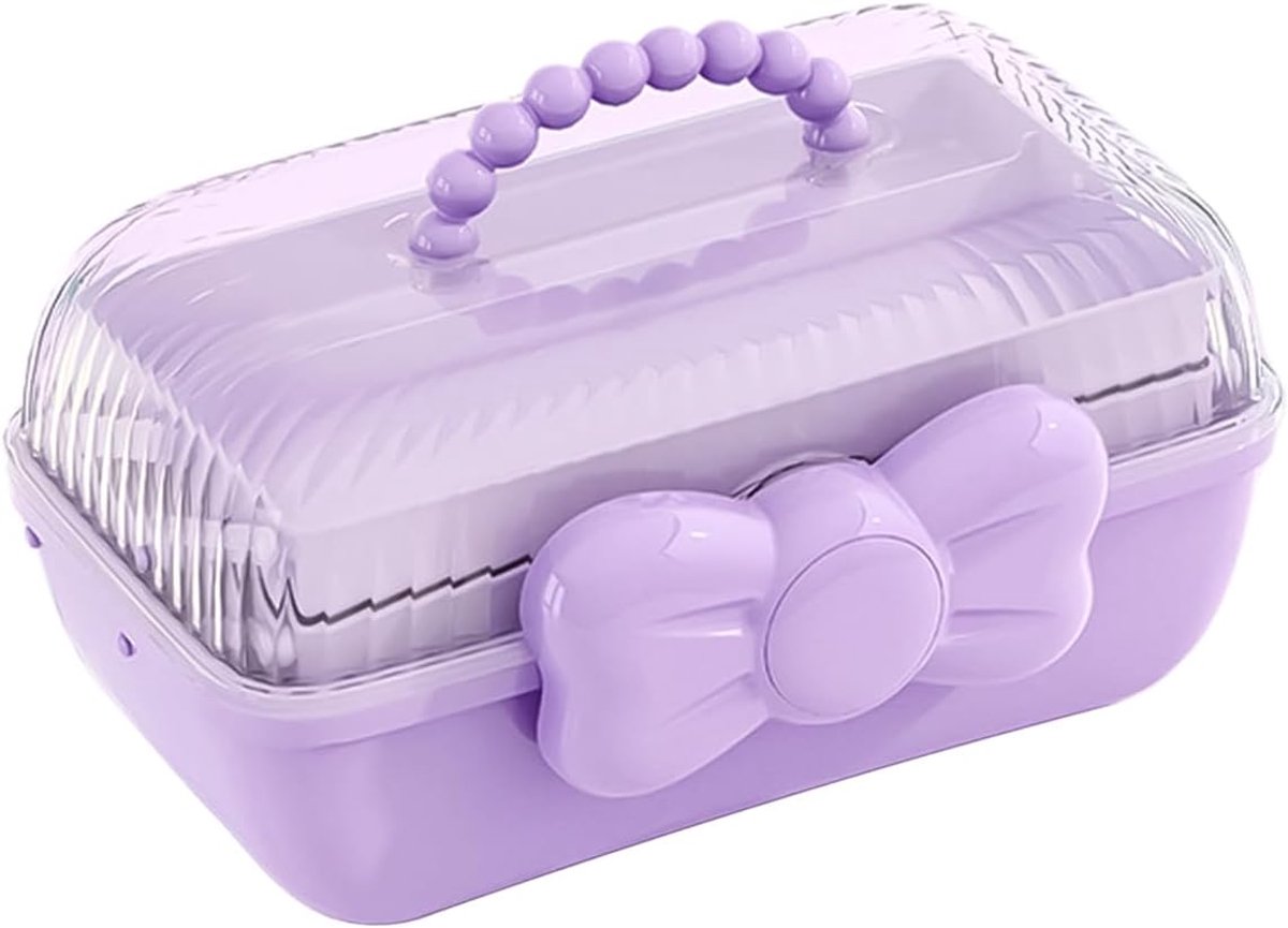 Dailygoods- Opbergdoos Draagbaar - Meelaagse Opbergdoos - Haaraccessoires - Kindersieraden - Handvat - 27,5 x 14,5 x 15 cm - Opbergbox