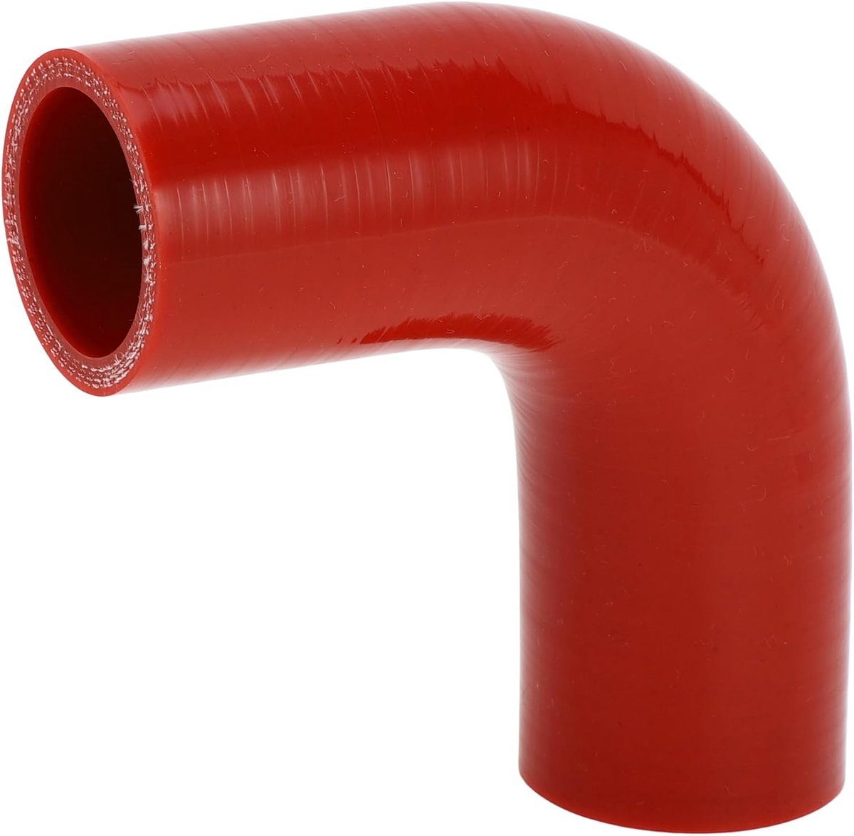 Dailygoods- Koelmiddelslang Siliconen - 38 mm Binnendiameter - 90 mm Lengte - 90° Graad - Meerlaags Gevlochten - Rood - Siliconenslang