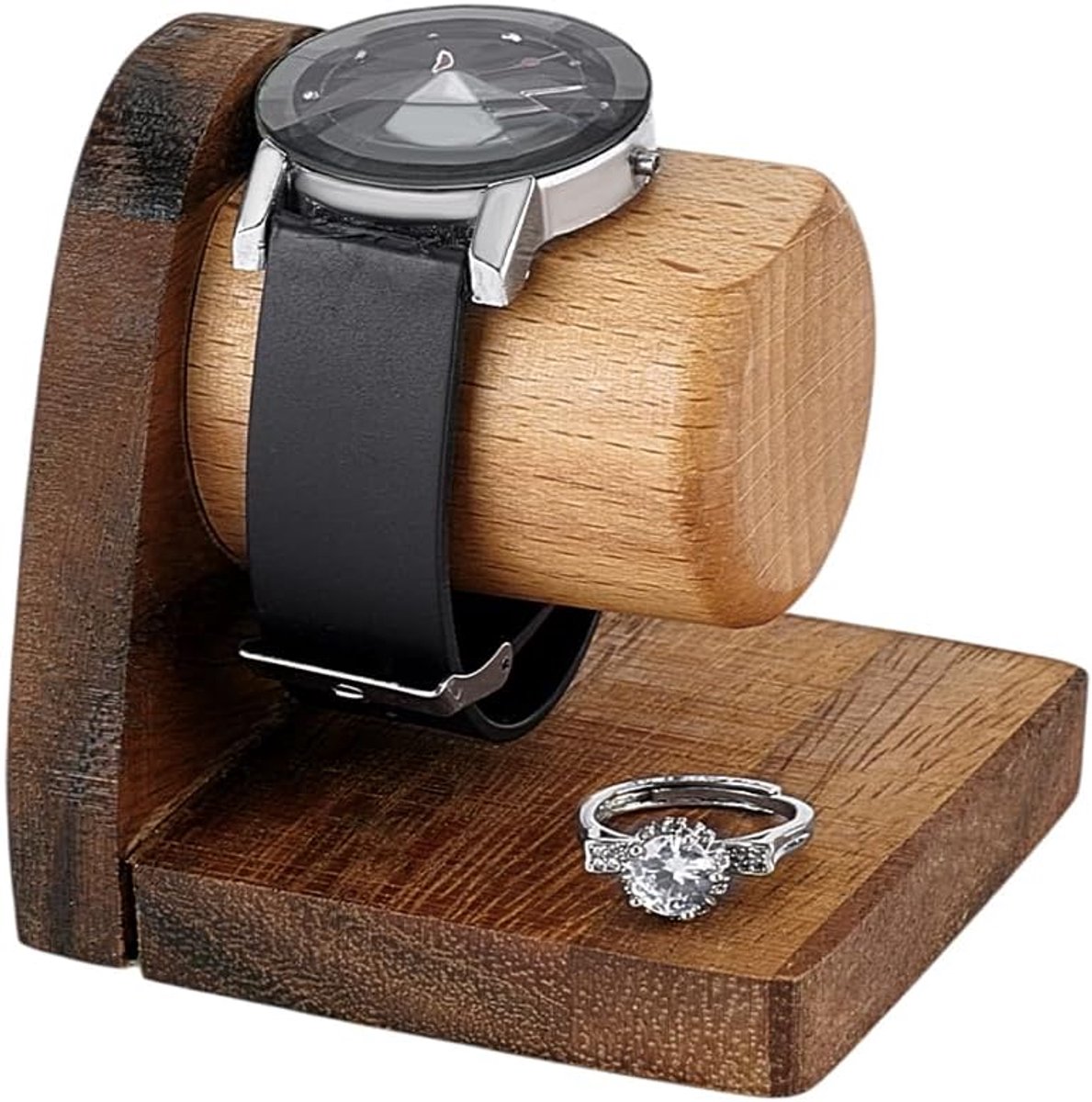 Dailygoods- Horlogestandaard Houten - Sieradenhouder - Sieradenstandaard voor Armbanden/Kettingen - Organizer - Retail Display - Afmetingen 7,35x7,2x2