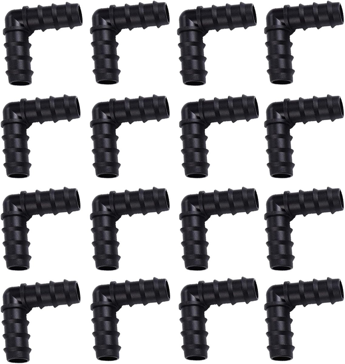 prikkeldraad, 100 stuks Irrigatie Pijp Elleboog, 16 mm Prikkeldraad Connectors Druppelirrigatie, Pijp Connectors Kunststof, Slang Fitting 90 Graden Hoek voor Druppel Sprinkler Systeem Tuin Patio