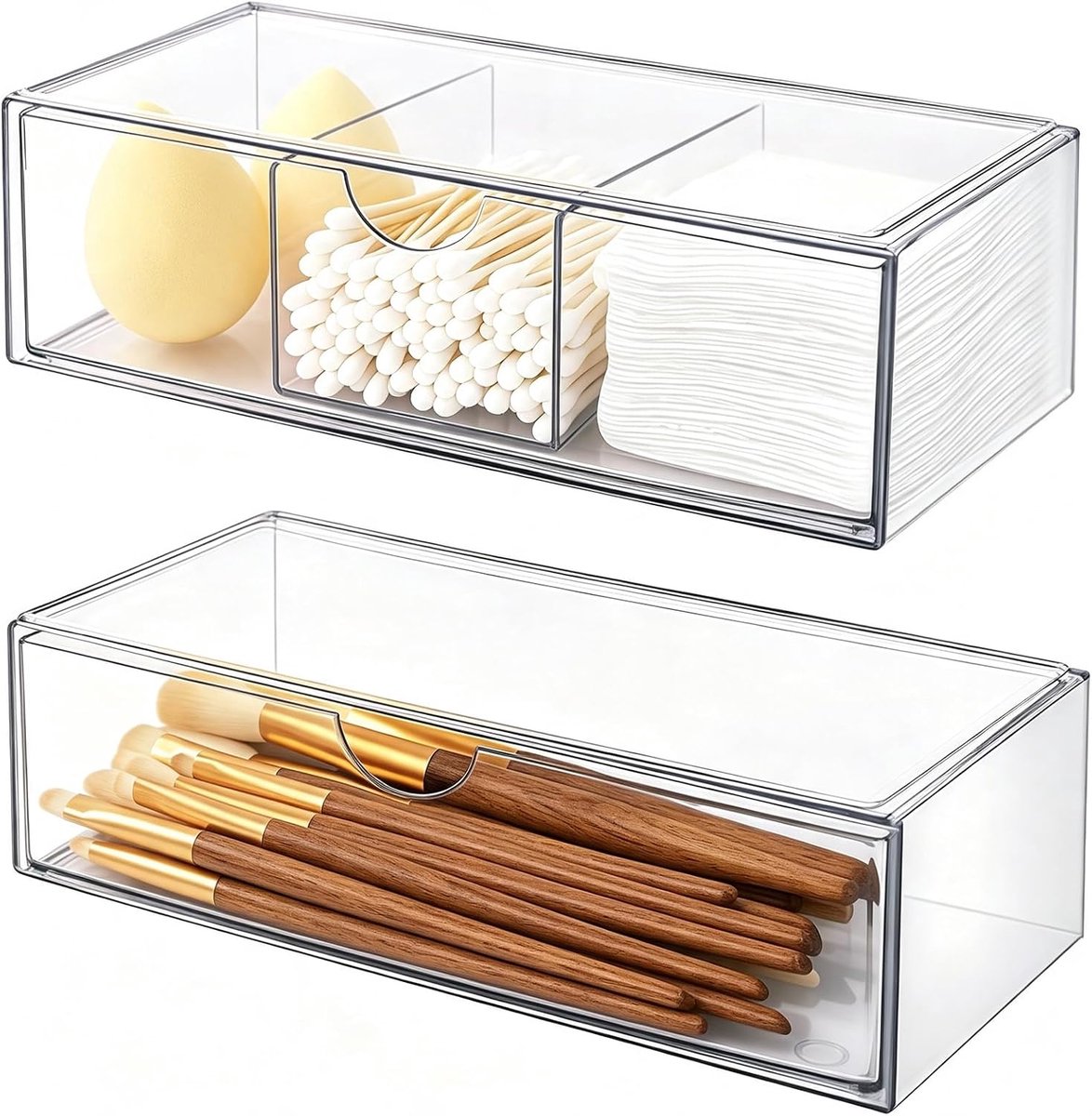 2 stuks cosmetica-organizer, stapelbare lade-organizer van acryl