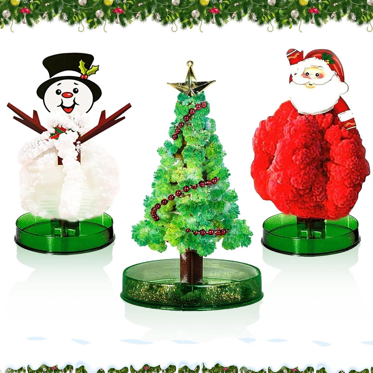 3 stuks mini-kerstboom, magische papieren boom, doe-het-zelf kristallen kweekset, magische kerstboom, magische groeiende kerstboom, wetenschapskits en speelgoed, leerhandleiding (mogelijk niet