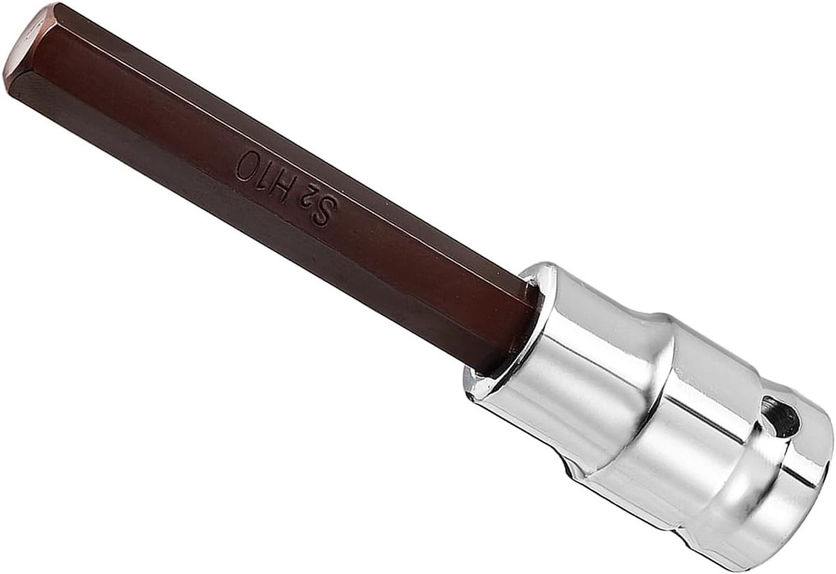 Bit Socket, Metrische 10mm Bit 1/2" Drive 4" Lang, S2 gelegeerd staal Warmte Behandelde CR-V Socket - (Toepassingen: voor Bevestigingstoepassing)