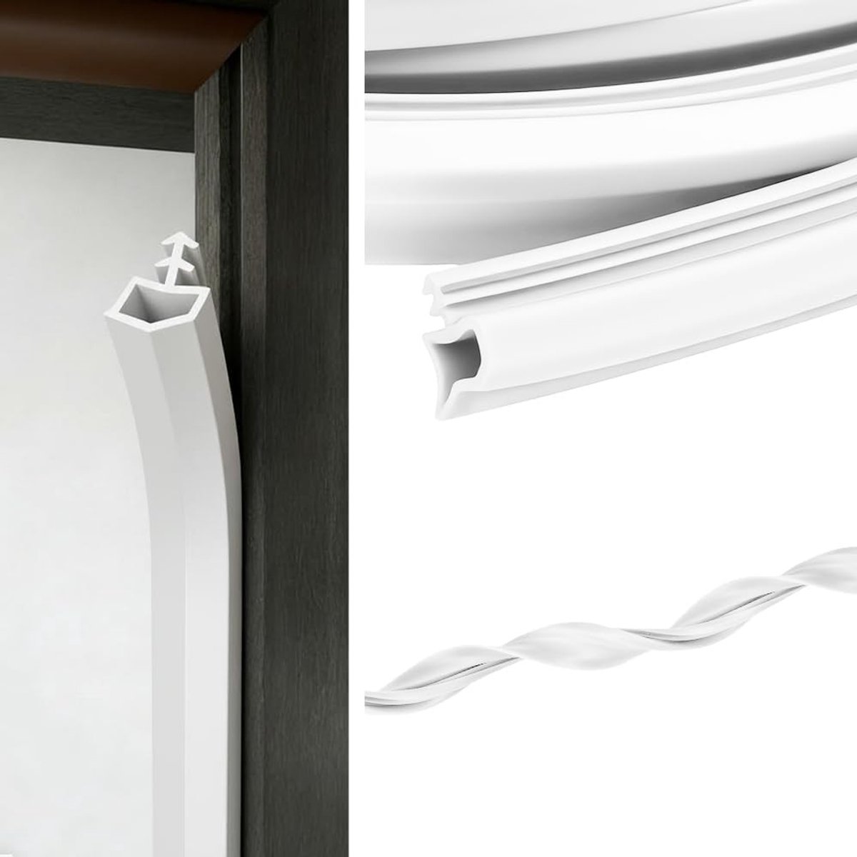 Geluiddichte deurafdichting, 10 m, voor houten frames, tochtstrip en vochtbeschermer