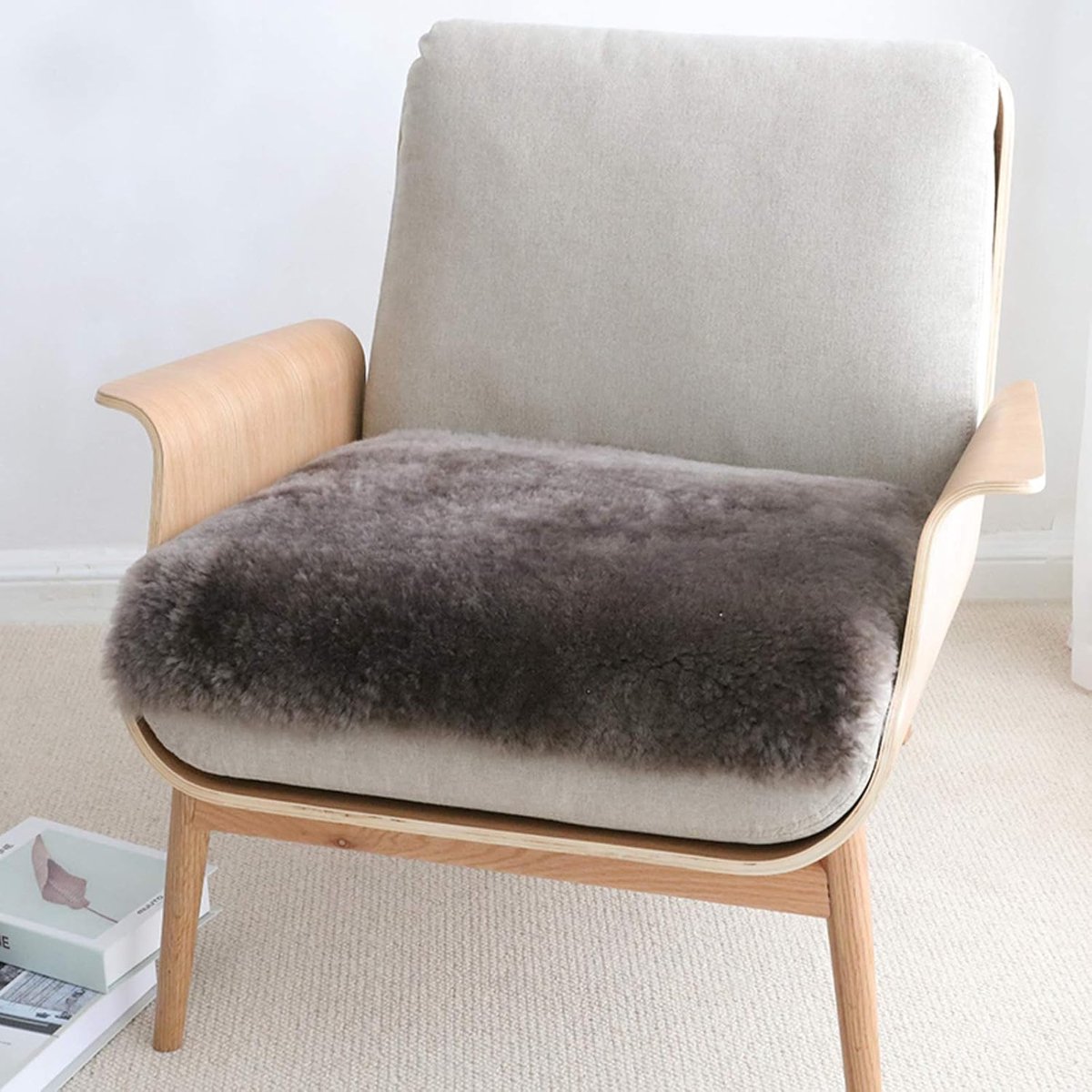 Dikker Pluche/Stoel Kussen, Antislip Vierkante Kruk/Stoel Pad/Cover, Warme Wol/Zitkussens/Fit Thuiskantoor Keuken Sofa Stoelen-D 45x45cm (18x18inch)
